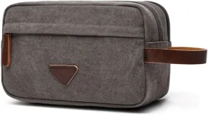 Tumecos Men’s Toiletry Bag Leather Waxed Canvas Shaving Dopp Kit Travel Accessories Organizer Bag