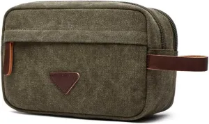 Tumecos Men’s Toiletry Bag Leather Waxed Canvas Shaving Dopp Kit Travel Accessories Organizer Bag