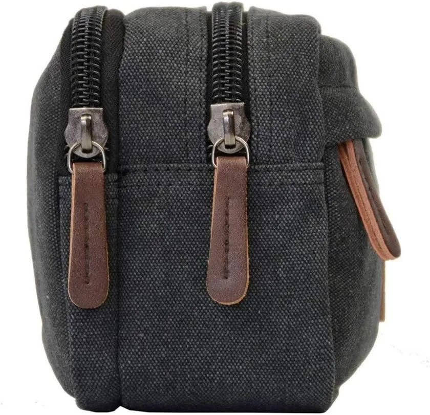 Tumecos Men’s Toiletry Bag Leather Waxed Canvas Shaving Dopp Kit Travel Accessories Organizer Bag