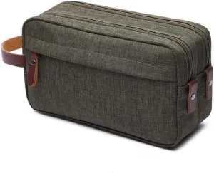 Tumecos Men’s Toiletry Bag Leather Waxed Canvas Shaving Dopp Kit Travel Accessories Organizer Bag