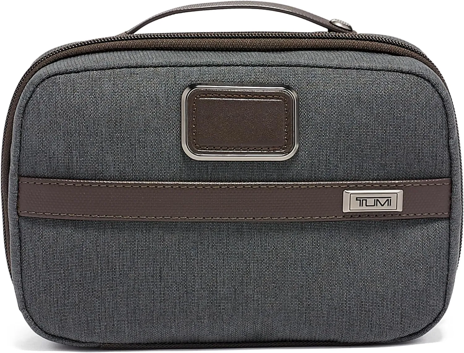 TUMI Alpha Split Travel Kit - Compact Toiletry Bag for Men & Women - Features Removable Leather Handle & 3 Zip Pockets