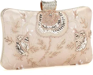 UBORSE Bridal Clutch Purses for Women Vintage Evening Bag Beaded Purses Accessories Luxury Gatsby 1920s with Chain