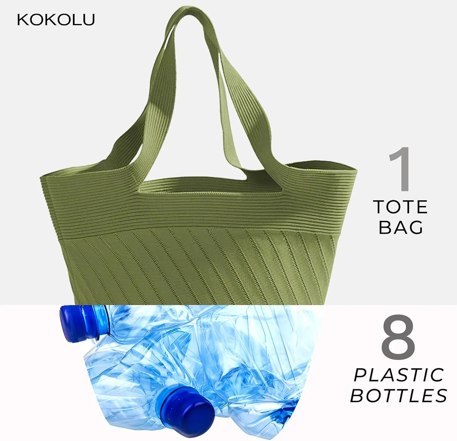 Ultra Lightweight Tote Bag For Women (18.7” x 8.5”) - Upcycled Flexible Machine Washable Shopping Tote Bag For Women