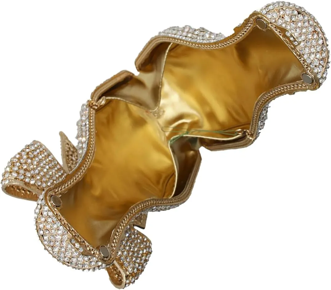 UMREN Women Champagne Bottle Rhinestone Evening Bag Sweet Bow Crystal Purse Clutch Unique Handbag Cocktail Party Shoulder Bag