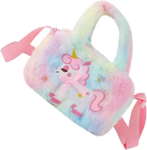 Unicorn Crossbody Bag for Girls Boys and Girls Handbag Fluffy and Safe Material Unique Design Zipper for Longevity