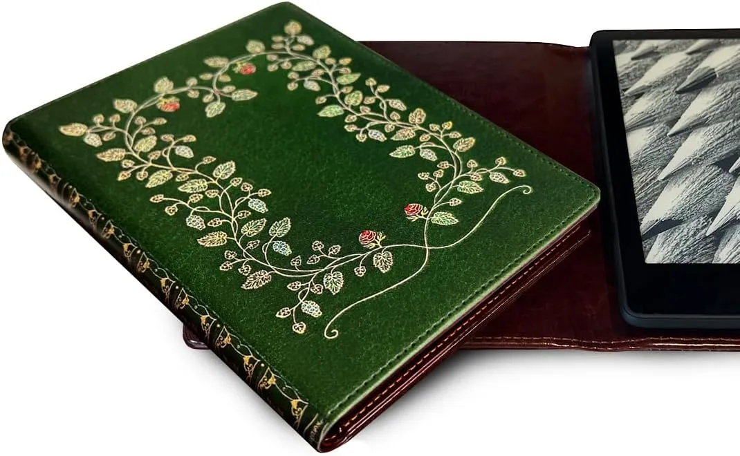 Universal Book Cover for eBook Readers. (Green Floral)