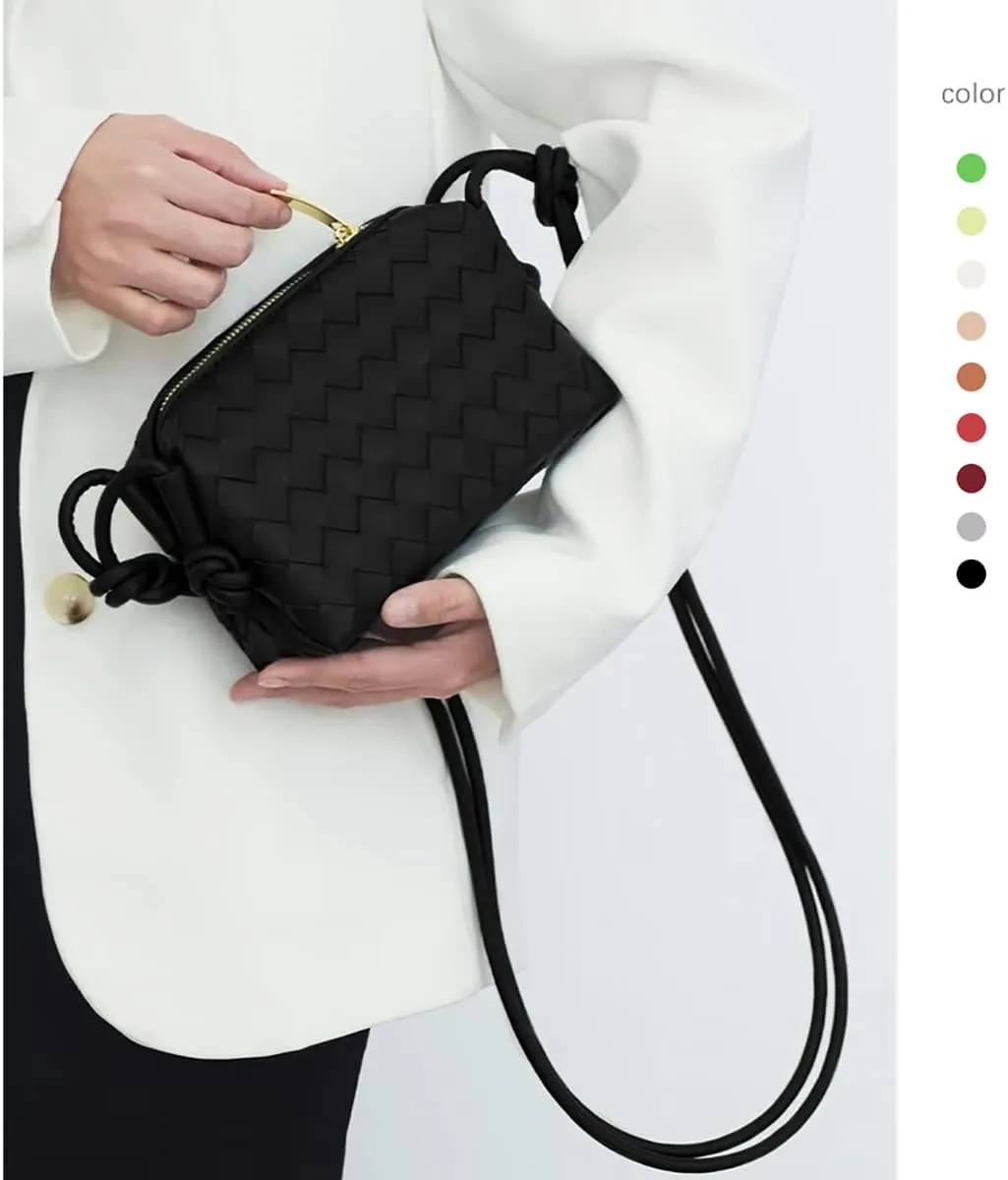 UPSONG Woven Crossbody Bags for Women，Fashion Leather Lightweight Handbags Shoulder Bag Phone Purse Ladies Messenger Bag