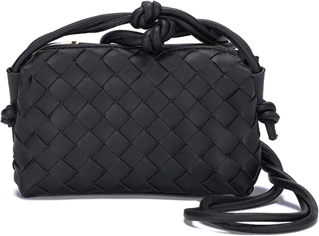 UPSONG Woven Crossbody Bags for Women，Fashion Leather Lightweight Handbags Shoulder Bag Phone Purse Ladies Messenger Bag