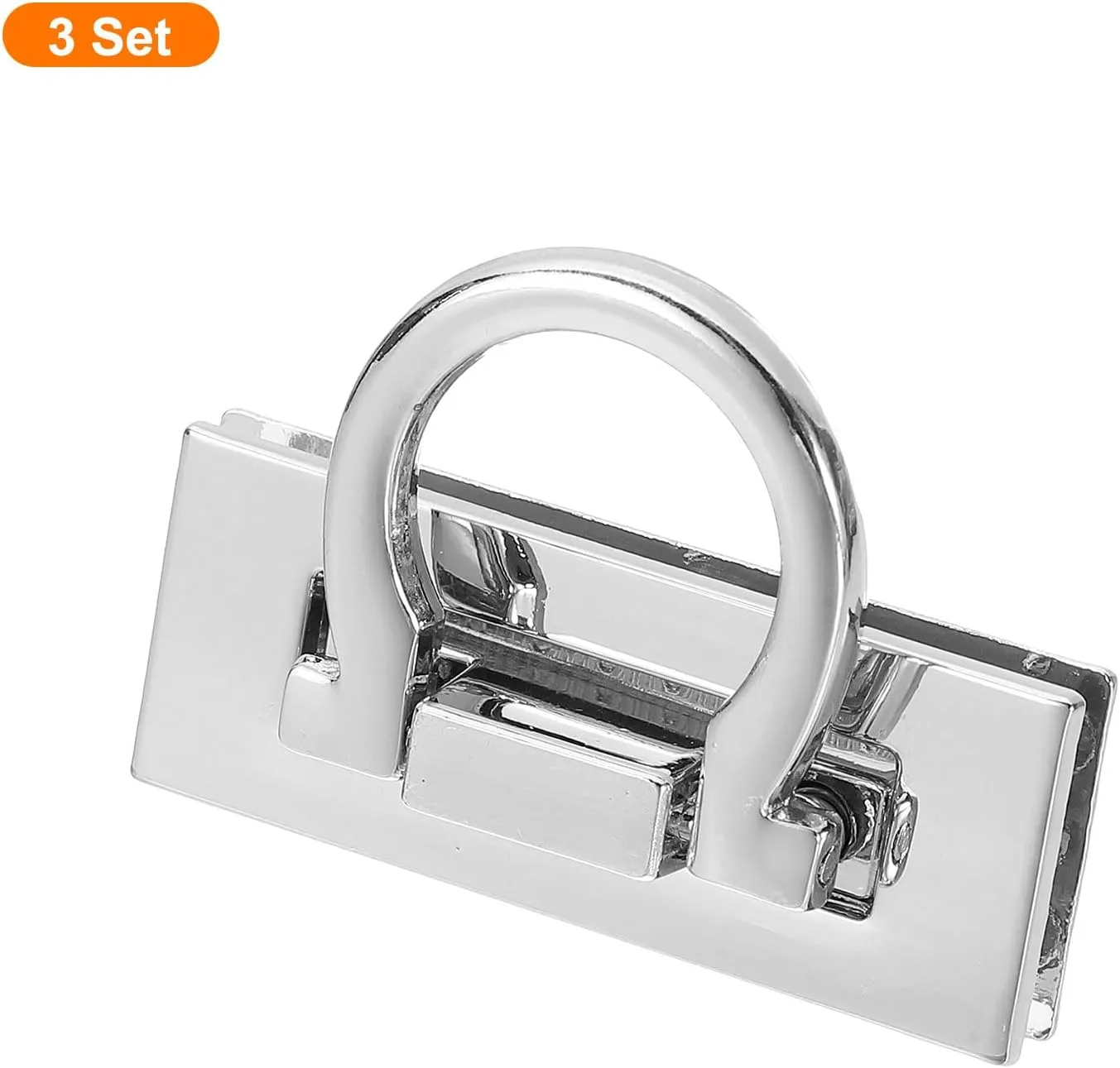 uxcell 3Set Turn Lock Clasp, Press Lock Clasp Closure Twist Turn Locks Hardware Buckle Fasteners for Purse Leather Bag Handbag Making Accessories (46x18mm, Silver)