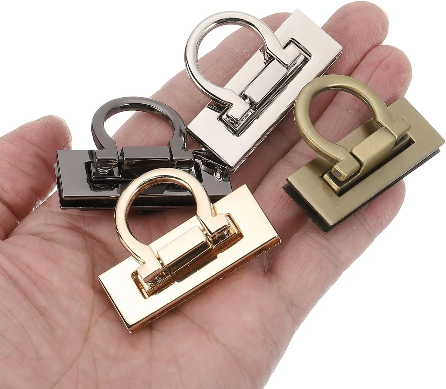 uxcell 3Set Turn Lock Clasp, Press Lock Clasp Closure Twist Turn Locks Hardware Buckle Fasteners for Purse Leather Bag Handbag Making Accessories (46x18mm, Silver)