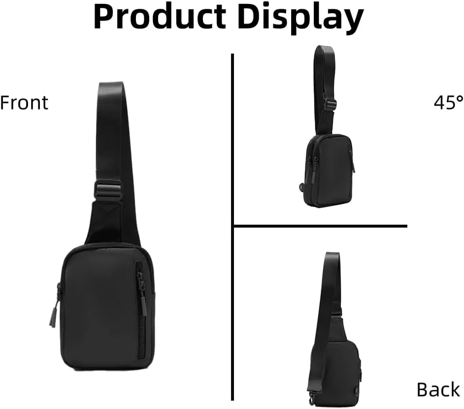 VAKAER Small Crossbody Bag Purse Women‘s Sling Bag Daypack Backpack with Convertible Adjustable Strap for Travel Hiking (Black)