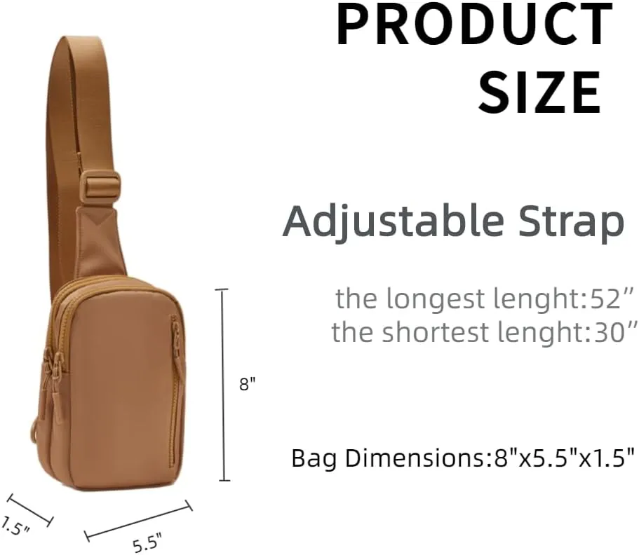 VAKAER Small Crossbody Bag Purse Women‘s Sling Bag Daypack Backpack with Convertible Adjustable Strap for Travel Hiking (Camel)