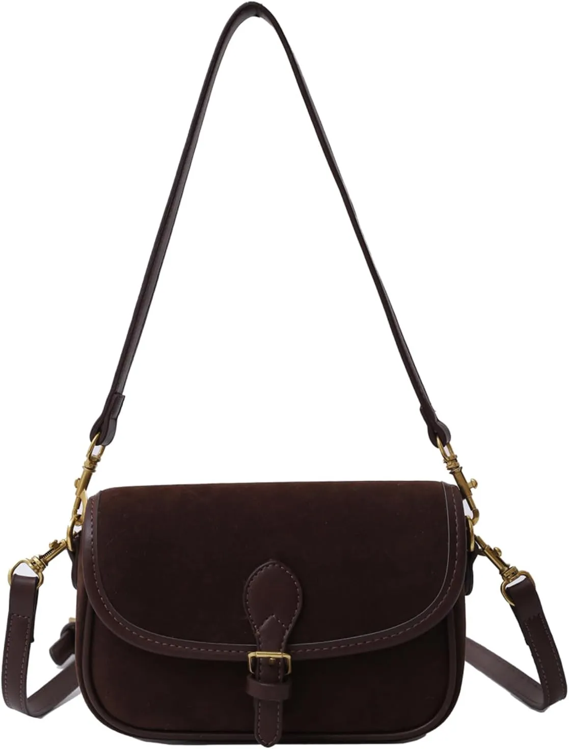 Valleycomfy Small Suede Bag for Women Vintage Simple Faux Leather Shoulder Bag Crossbody Satchel Purse