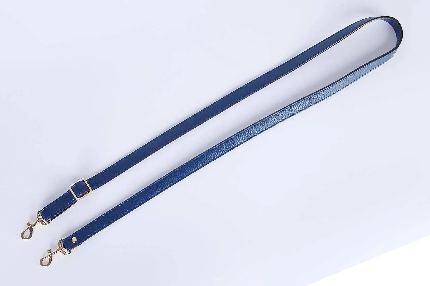 VanEnjoy Full Grain Leather Adjustable Replacement Cross Body Purse Shoulder Strap, 0.7” Width, Adjustable Length 25”-51” (Blue)