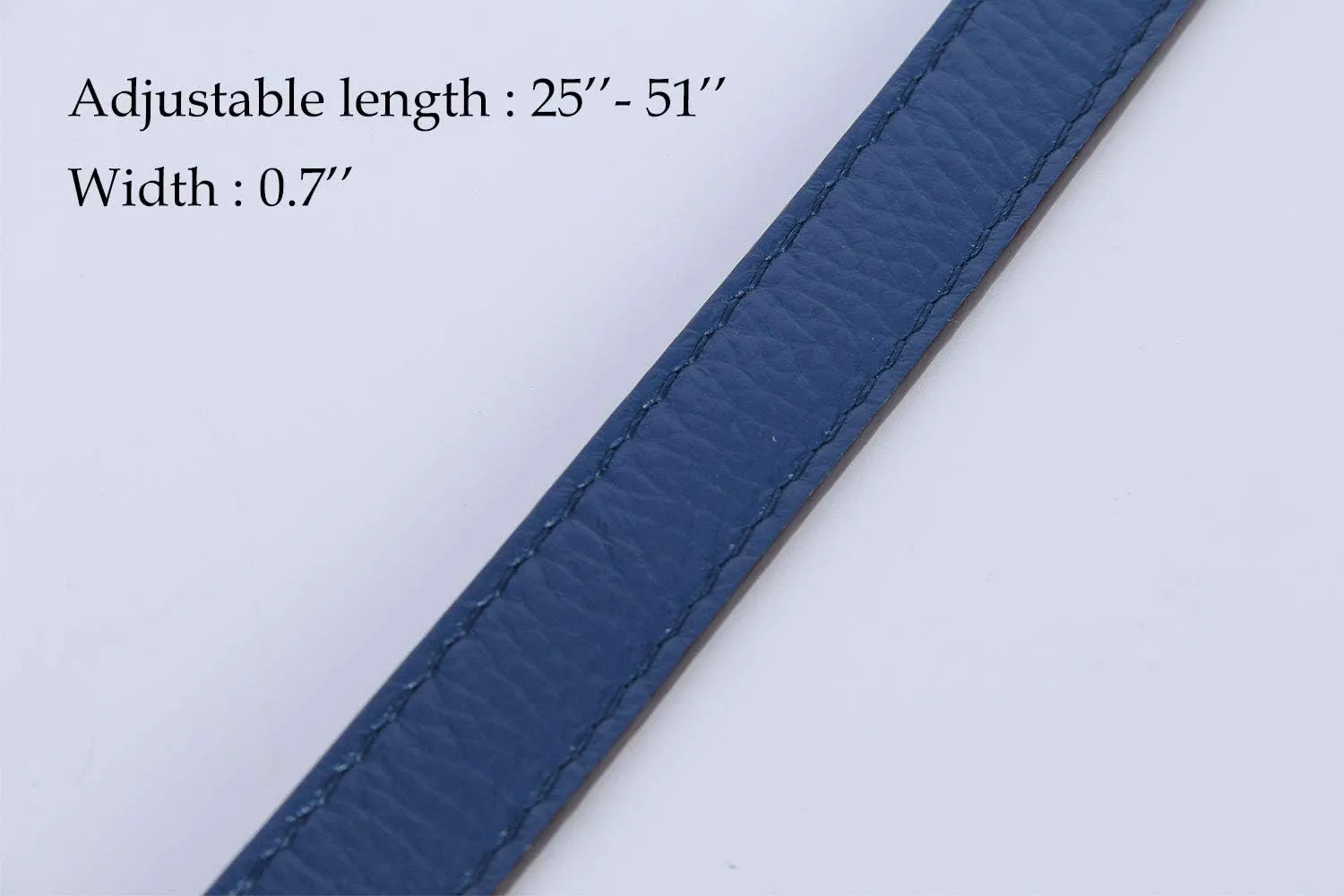VanEnjoy Full Grain Leather Adjustable Replacement Cross Body Purse Shoulder Strap, 0.7” Width, Adjustable Length 25”-51” (Blue)