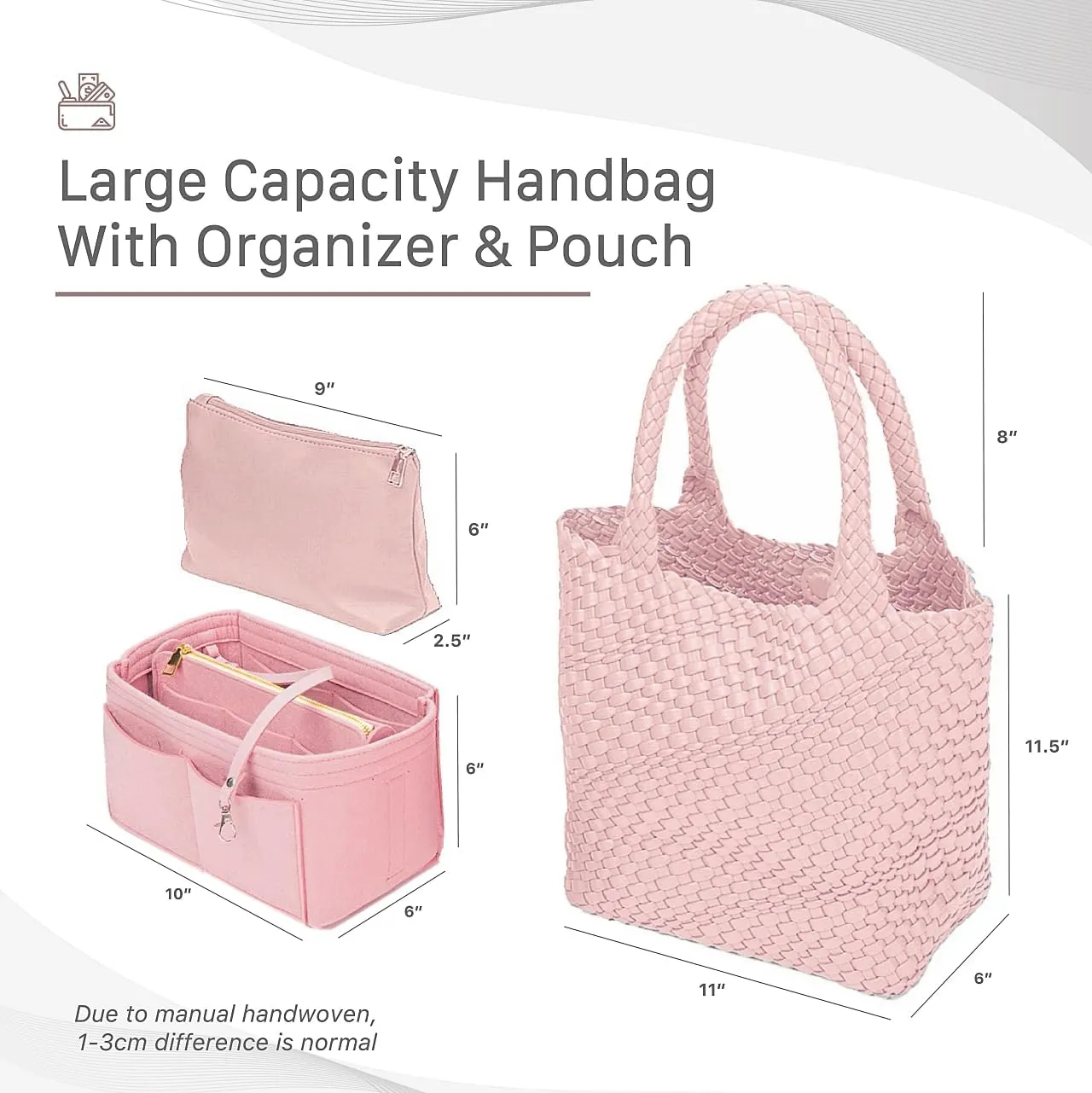 Vegan Leather Hand Woven Tote Bag for Women