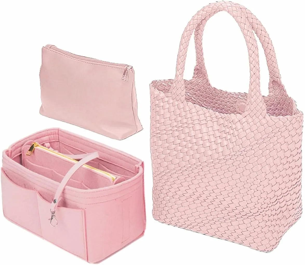 Vegan Leather Hand Woven Tote Bag for Women