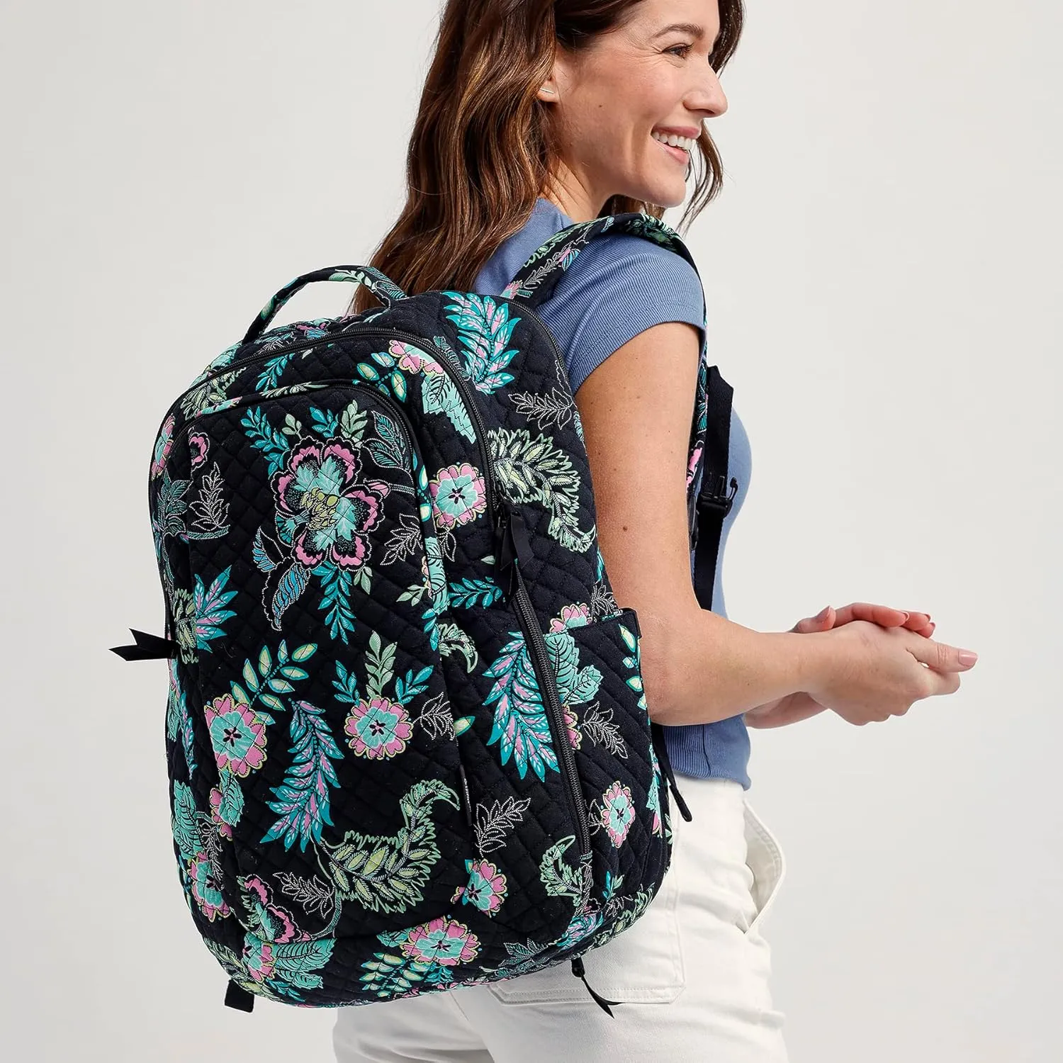 Vera Bradley Women's, Cotton Large Travel Backpack Travel Bag, Botanical Paisley, One Size