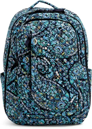 Vera Bradley Women's Cotton Large Travel Backpack Travel Bag, Dreamer Paisley - Recycled Cotton, One Size