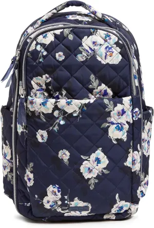 Vera Bradley Women's, Performance Twill Travel Backpack Travel Bag, Blooms and Branches Navy, One Size