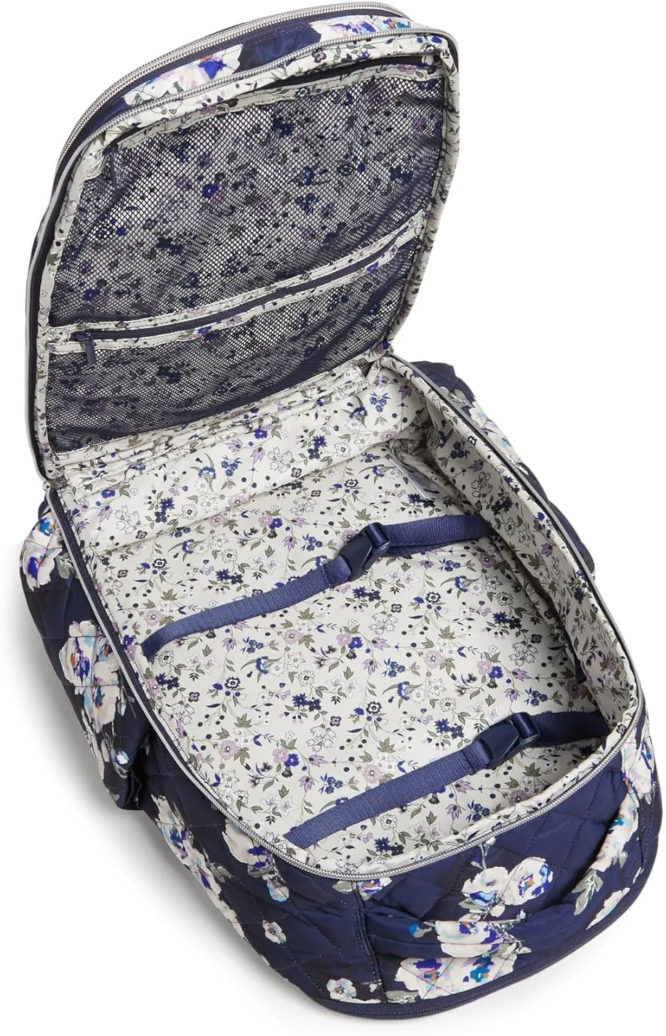 Vera Bradley Women's, Performance Twill Travel Backpack Travel Bag, Blooms and Branches Navy, One Size