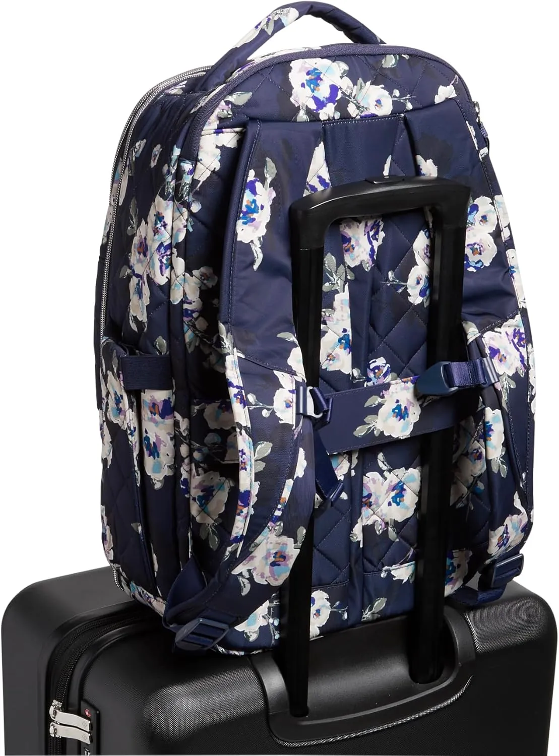 Vera Bradley Women's, Performance Twill Travel Backpack Travel Bag, Blooms and Branches Navy, One Size