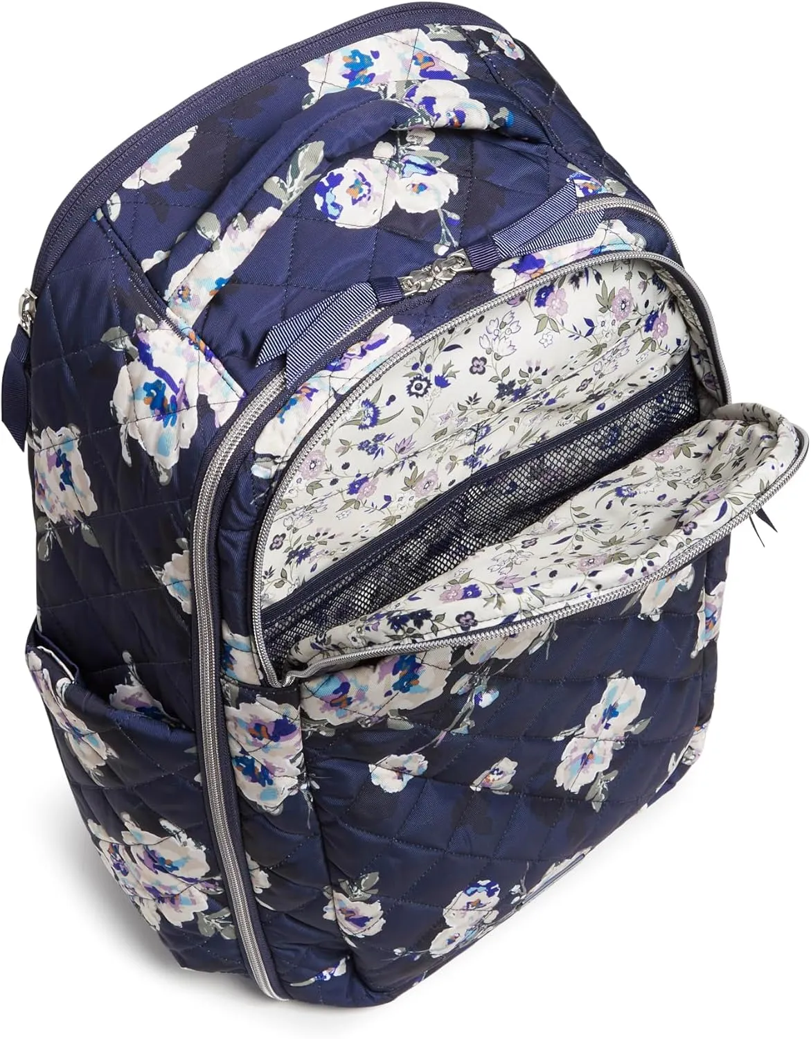 Vera Bradley Women's, Performance Twill Travel Backpack Travel Bag, Blooms and Branches Navy, One Size