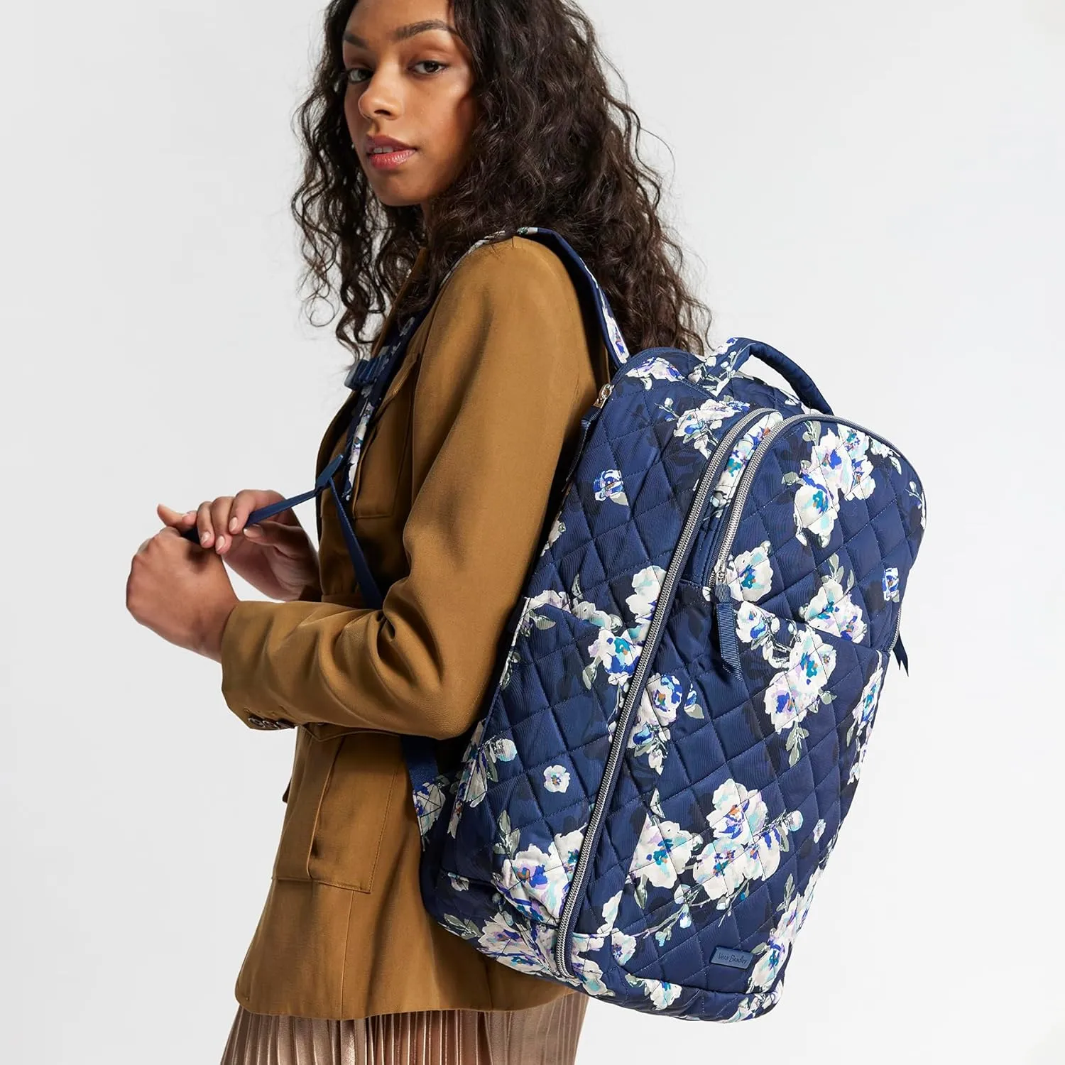 Vera Bradley Women's, Performance Twill Travel Backpack Travel Bag, Blooms and Branches Navy, One Size