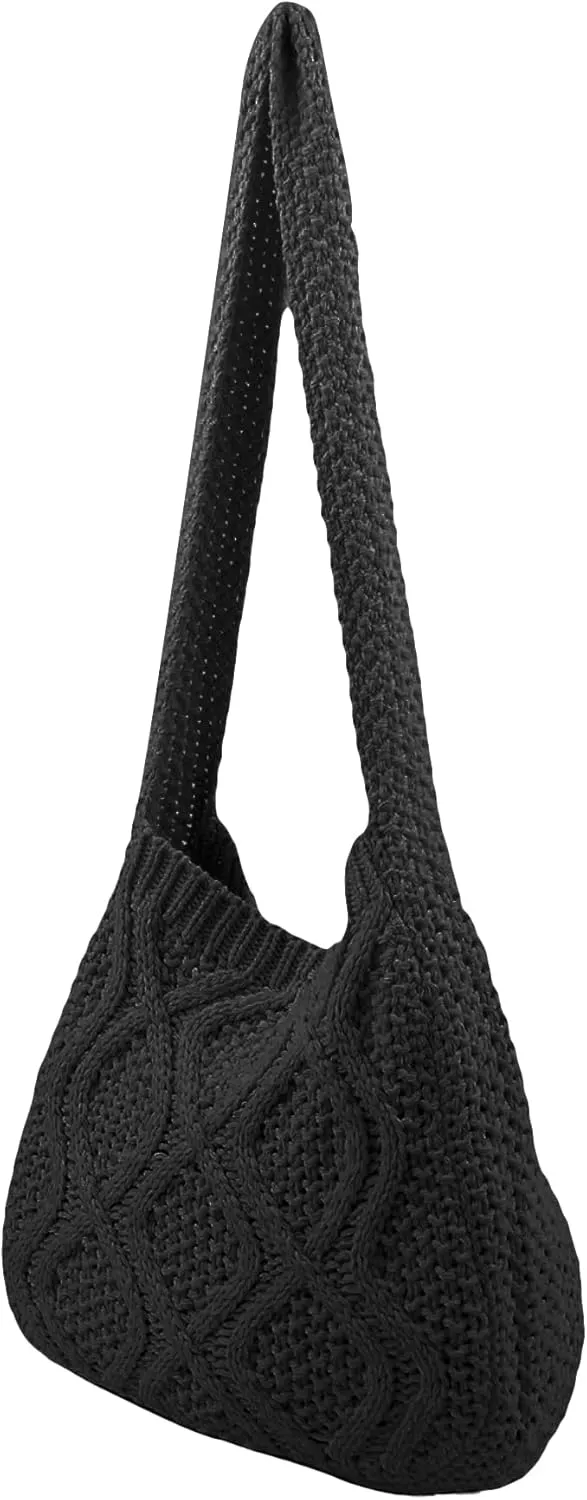 Verdusa Women's Crochet Shoulder HandBags Hobo Knitted Tote Bag Shopping Bags