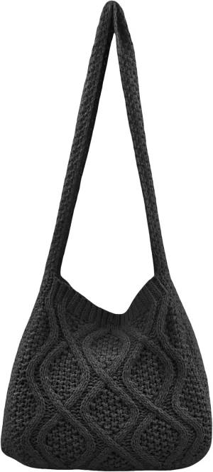Verdusa Women's Crochet Shoulder HandBags Hobo Knitted Tote Bag Shopping Bags