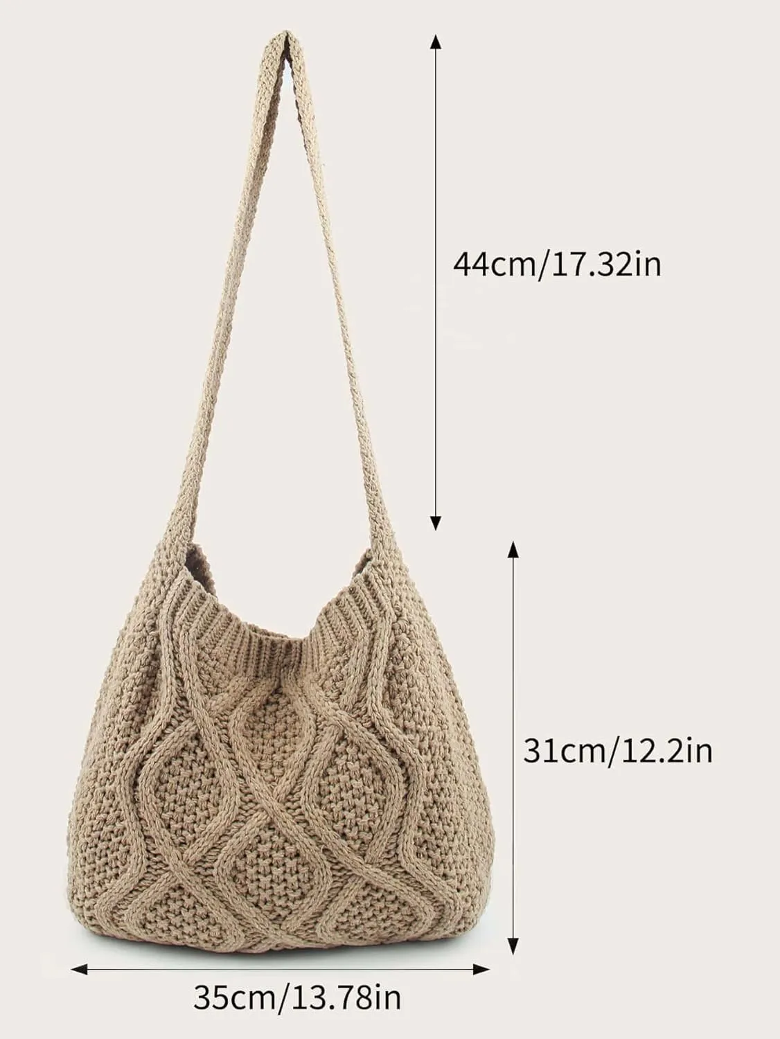 Verdusa Women's Crochet Shoulder HandBags Hobo Knitted Tote Bag Shopping Bags