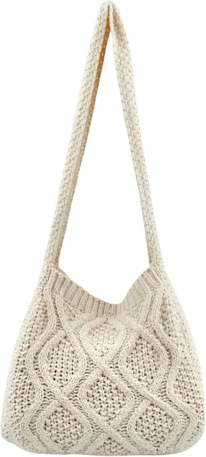 Verdusa Women's Crochet Shoulder HandBags Hobo Knitted Tote Bag Shopping Bags