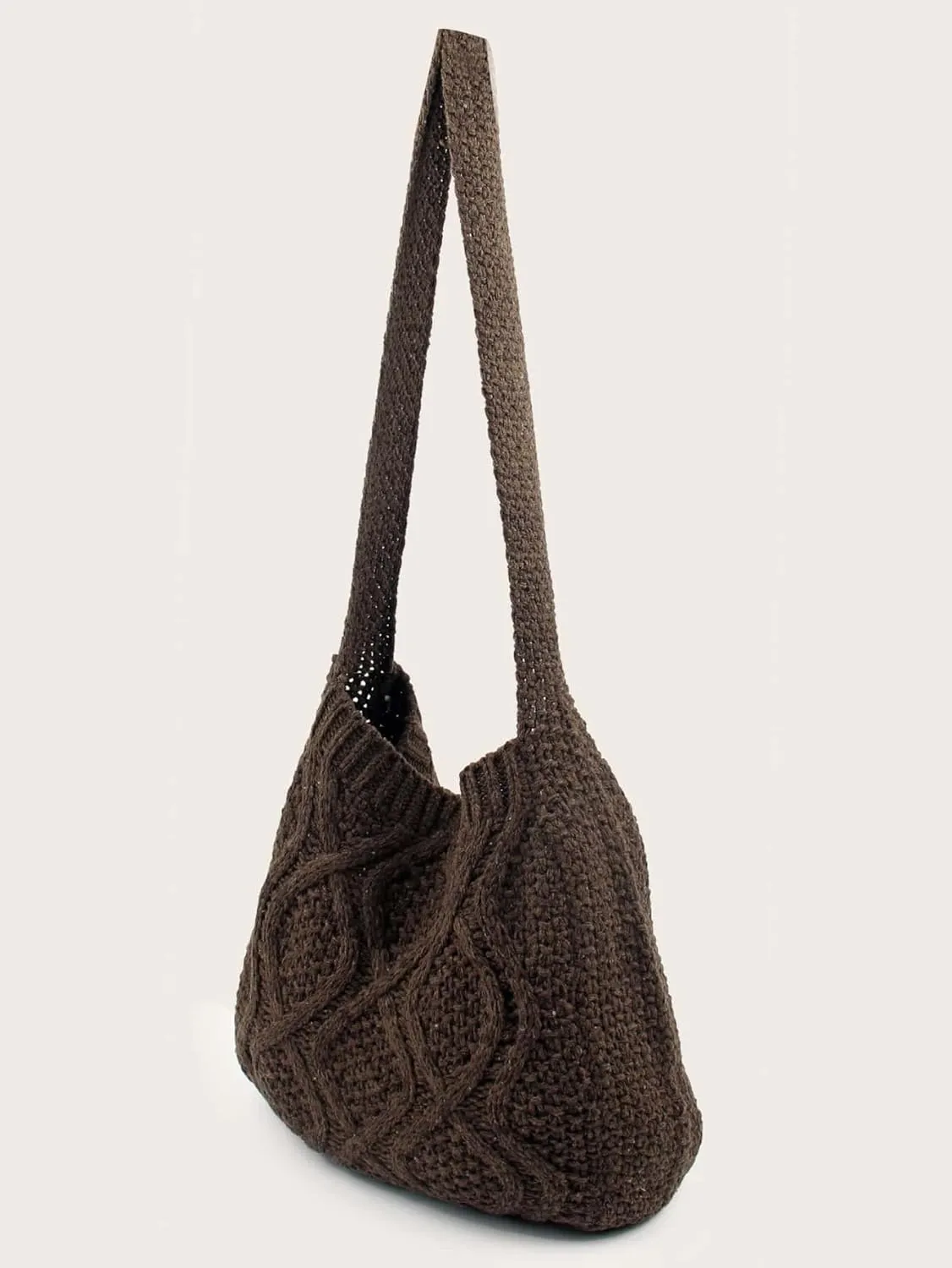 Verdusa Women's Crochet Shoulder HandBags Hobo Knitted Tote Bag Shopping Bags