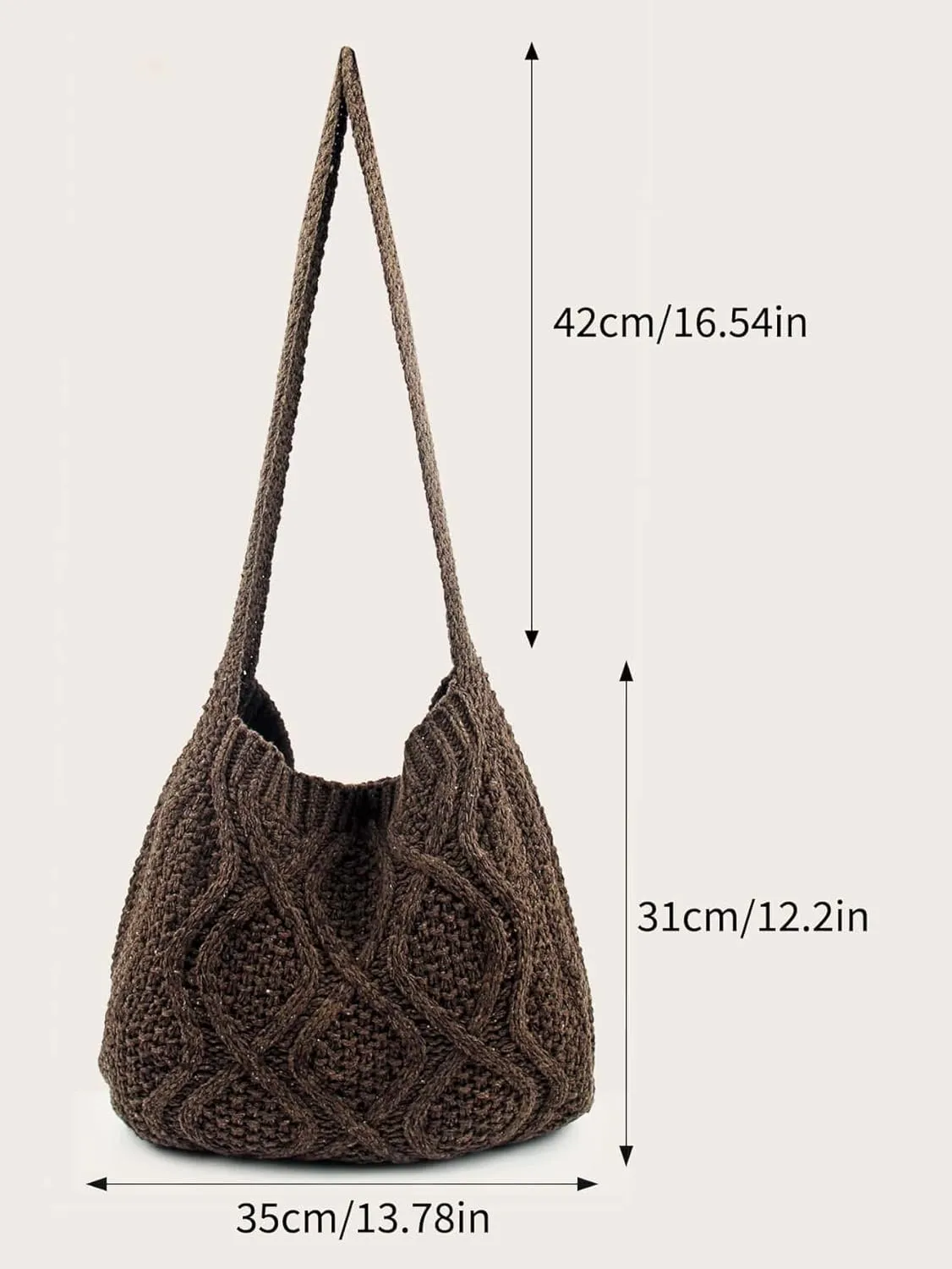 Verdusa Women's Crochet Shoulder HandBags Hobo Knitted Tote Bag Shopping Bags