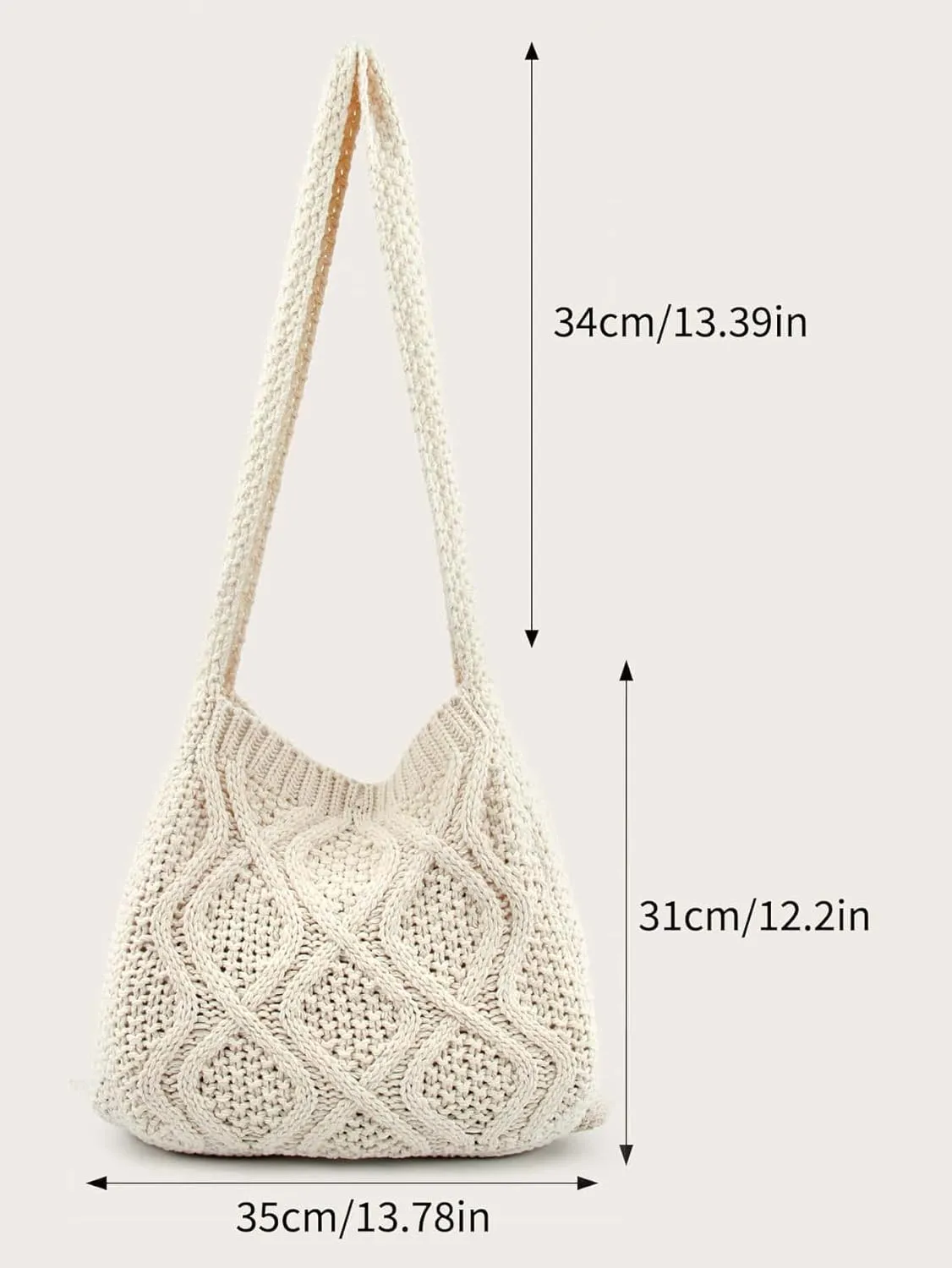 Verdusa Women's Crochet Shoulder HandBags Hobo Knitted Tote Bag Shopping Bags