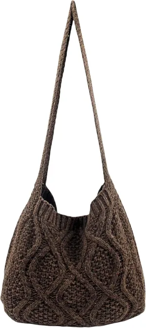 Verdusa Women's Crochet Shoulder HandBags Hobo Knitted Tote Bag Shopping Bags