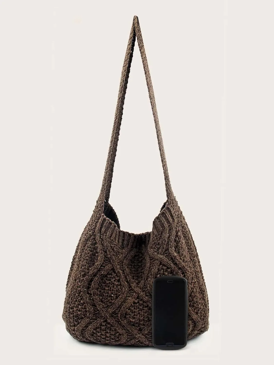 Verdusa Women's Crochet Shoulder HandBags Hobo Knitted Tote Bag Shopping Bags