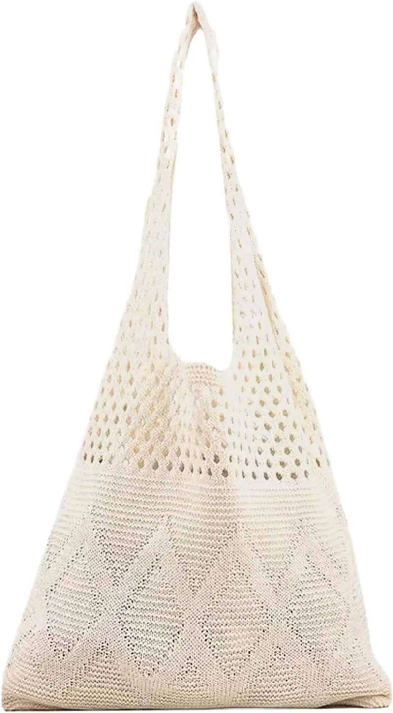 Verdusa Women's Knitted Crochet Shoulder Bags Casual Hobo Tote Bag Shopping Bags