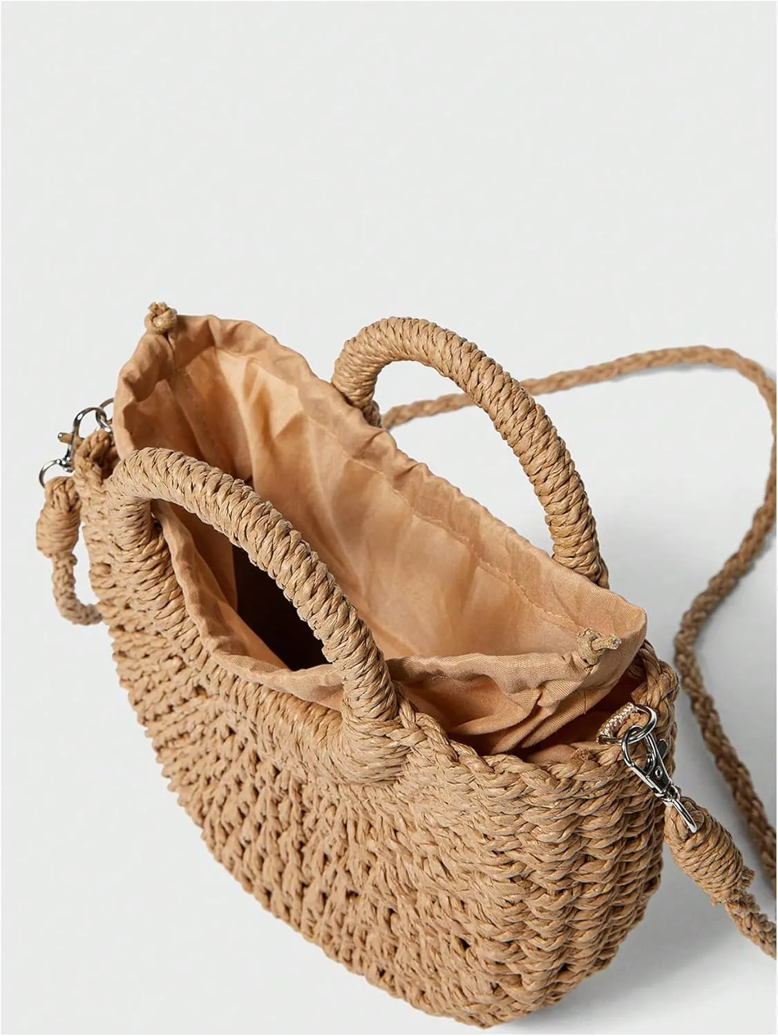 Verdusa Women's Woven Crossbody Bags Detachable Strap Satchel Purse Vacation Handbags
