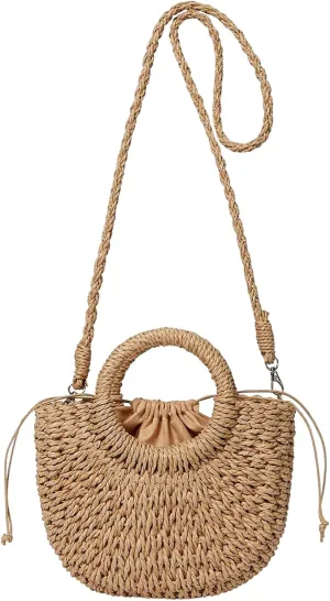 Verdusa Women's Woven Crossbody Bags Detachable Strap Satchel Purse Vacation Handbags