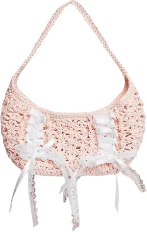 Verdusa Women's Y2K Coquette Crochet Handbags Bow Tie Knot Underarm Shoulder Bag