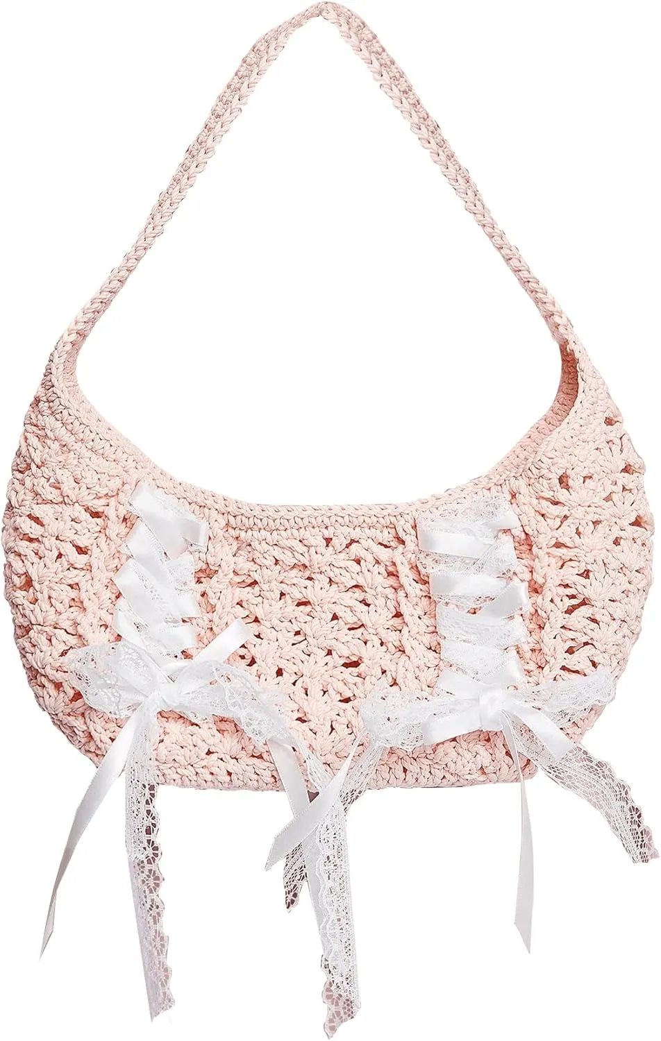 Verdusa Women's Y2K Coquette Crochet Handbags Bow Tie Knot Underarm Shoulder Bag