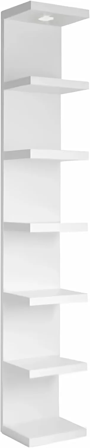 Versatile 7 Tier Wall Shelf Unit,White Lack Wall Shelf,Display Floating Shelf with LED Remote Control Light