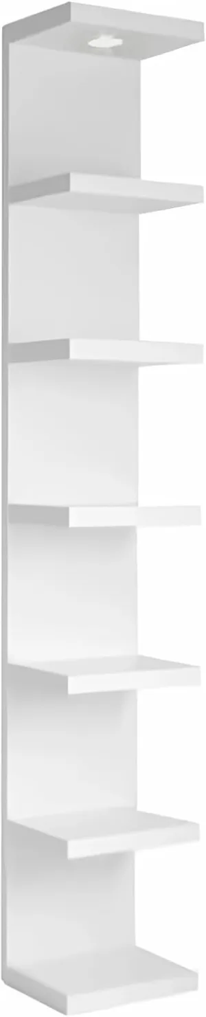 Versatile 7 Tier Wall Shelf Unit,White Lack Wall Shelf,Display Floating Shelf with LED Remote Control Light