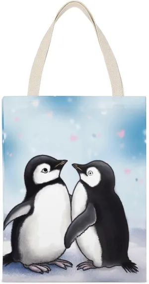 Versatile Canvas Tote Bag,I Love Penguins Double-sided Print Large Capacity Canvas Tote Bag,foldable Tote Bag,fabric Tote Bag