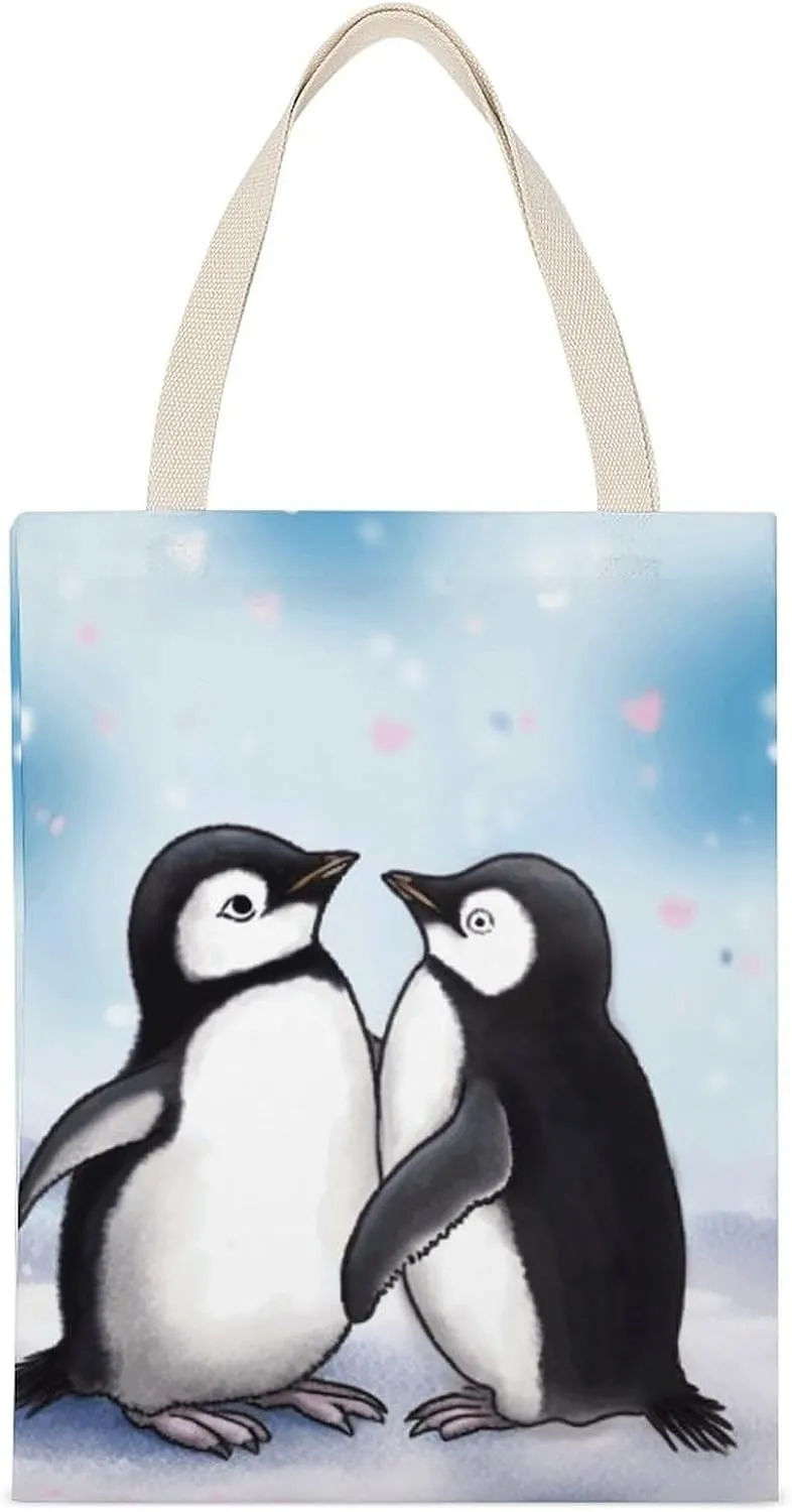 Versatile Canvas Tote Bag,I Love Penguins Double-sided Print Large Capacity Canvas Tote Bag,foldable Tote Bag,fabric Tote Bag