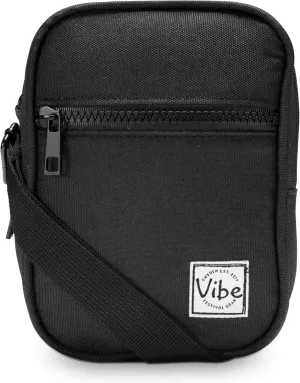 Vibe Festival Gear Small Crossbody Sling Bag for Women Men 5in1 Multi-Use from (rPET) Recycled Polyester Belt Bag Cross Body Backpack Fanny Pack Purse - Black