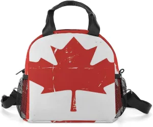 Vintage Canada Flag Lunch Bag Insulated Lunch Box Lunch Tote Bag Lunch Organizer Lunch Holder Handbag for Women Men