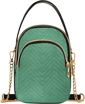 Vintage Green Paper trendy quilted crossbody with multi pockets handbags essentials for women