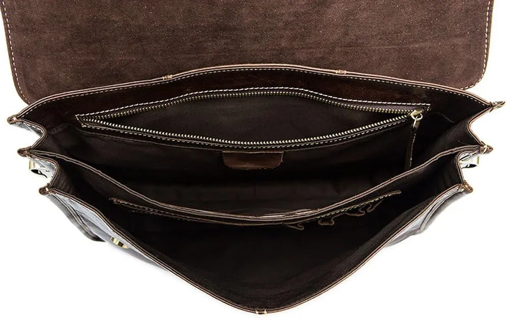Vintage Leather Briefcase Messenger Bag